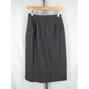Sasson Vintage Plaid Wool Blend Midi Skirt Size 8